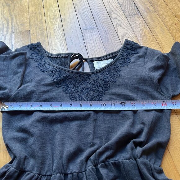 Anthropologie Saturday Sunday Size S Gray Ellie Long Sleeve Embroidered Dress - Picture 12 of 16